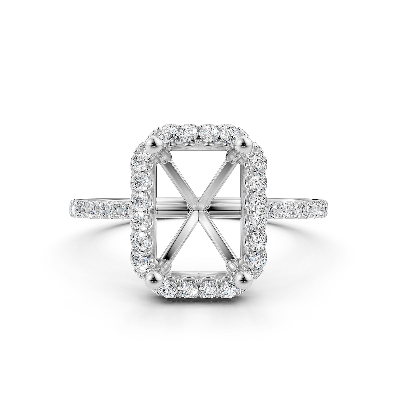 Double Halo Semi Mount Lab Grown Diamond Engagement Ring 0.53 Ct.